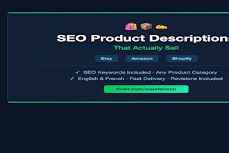 write SEO product descriptions for etsy, amazon or shopify