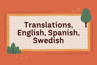 translate english to spanish and swedish