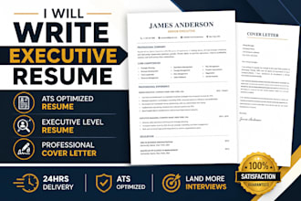 write executive resume, ats optimized resume and cover letter with 24hrs deliver