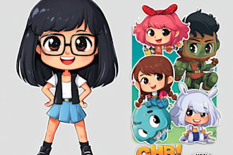 draw chibi or cartoon character illustration and stickers
