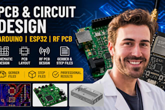 pcb, circuit design, arduino, esp32, rf pcb, gerber and step files