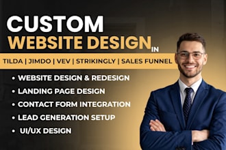 do custom website design and redesign in tilda, vev, jimdo, strikingly, landing