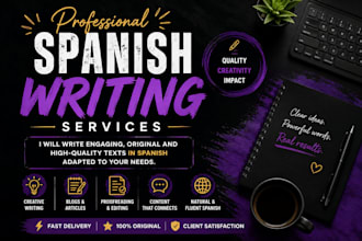 write professional and creative texts in spanish