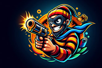 make bandit shooter mascot sport logo with my own creative