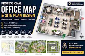 create professional office map, school map, and site plan design