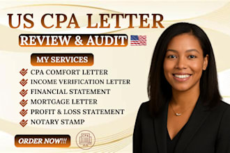 provide CPA letter, CPA comfort letters, financial verification, mortgage letter
