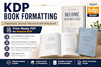 format your low content book, paperback book, journal, workbook, self help book
