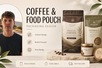 design coffee pouch packaging and food product label design