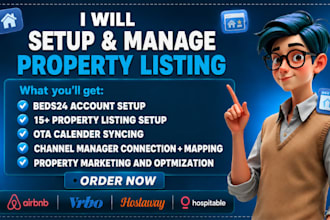 setup property listing using airbnb logify hostaway  vrbo booking com hospitable