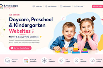 design daycare preschool kindergarten website nanny babysitting website