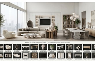 build low li full perm 3d mesh furniture for second life sims imvu vrchat gtav