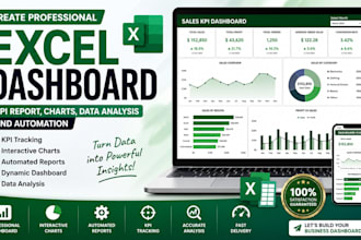 create excel dashboard kpi report charts data and analysis and automation