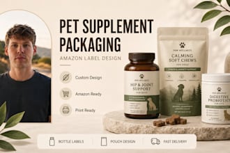 design pet supplement packaging and label for amazon products