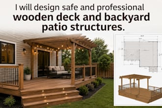 design professional and safe wooden deck and backyard patio structures
