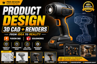 do product design 3d cad design 3d model renders with fusion 360 solidworks