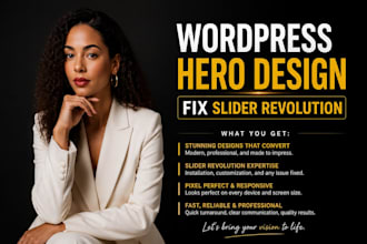 fix slider revolution errors or design responsive wordpress hero section