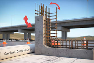 design reinforced concrete cantilever, counterfort retaining wall for commercial