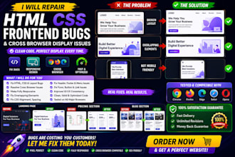 repair HTML CSS frontend bugs and cross browser display issues