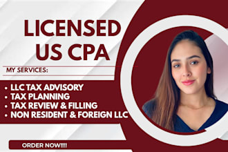 provide us tax planning, llc tax advisory, tax consultation, filling as CPA