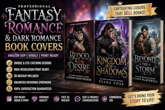 design fantasy romance, dark romance, and amazon KDP book covers
