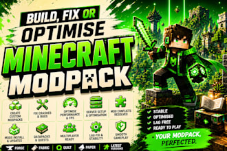 create, fix and optimize modpack minecraft, sever setup, spigot, fabric to forge