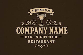 give you vintage premium bar nightclub restaurant logo with original concept