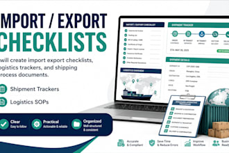 create import export checklists and logistics trackers