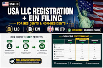 do USA llc registration, company registration with ein filing for non residents