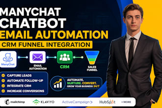 manychat chatbot email automation CRM funnel integration