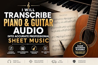 transcribe piano and guitar audio into accurate professional sheet music