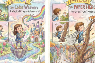 draw children comic and cartoon storybook illustration based on your script
