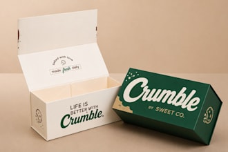design custom food packaging boxes, cake box bakery box, 3d mockup label design