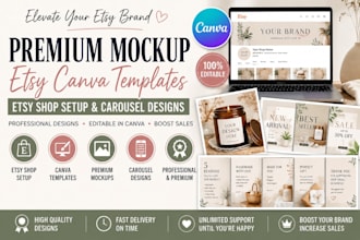 premium mockup etsy canva templates etsy shop setup canva templates carousel