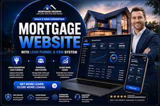 build mortgage website with lead funnel and CRM, loan, insurance, estate website