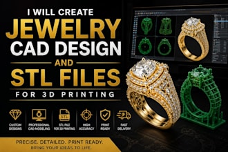 create jewelry cad design and stl files for 3d printing