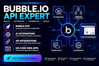 connect nocode bubble io web app to any API and build bubble mvp ai automations