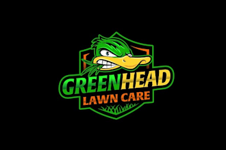 design custom greenhead duck lawn care logo