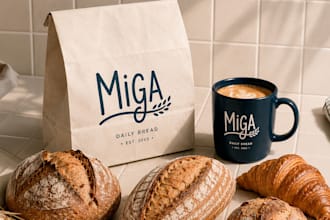 create a premium bakery brand identity with packaging design