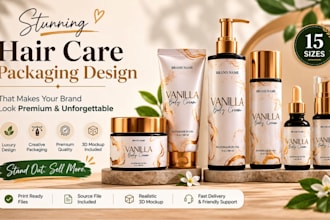 do hair oil label, hair butter jar, organic hair care cosmetics packaging design