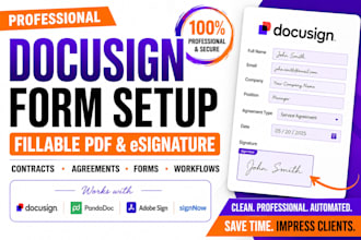 fillable PDF and docusign form setup for contracts and agreements