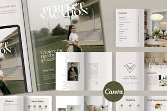 design digital vacation rental guidebook, real estate listing business brochure