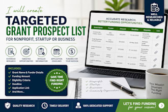 create targeted grant prospect lists for nonprofits, startups and businesses