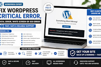 fix wordpress critical error, fatal error, white screen or 500 error fast
