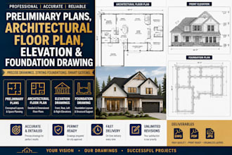 do preliminary plans, architectural floor plan, elevation and foundation drawing