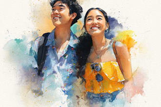 create a stunning watercolor friendship portrait