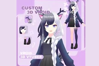 create 3d character models for vrchart avatar, vtuber character and 3d modelling