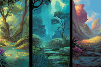 make a realistic landscape or background illustration