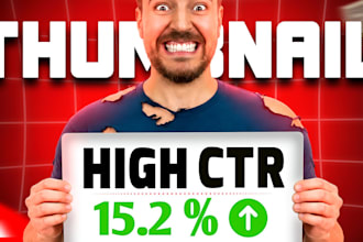 create best eye catching youtube thumbnails design in 3hrs