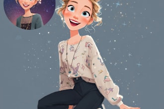 draw a portrait in semi realism disney cartoon style
