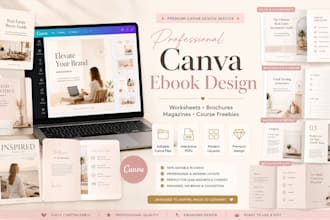 design canva ebook, worksheet, brochure, magazine, or course freebie